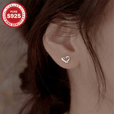 Women's S925 Sterling Silver Hollow Heart Stud Earrings