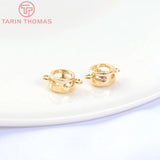 6PCS 24K Plated Brass Zircon Round Charms Pendants DIY Jewelry Findings