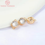 6PCS 24K Plated Brass Zircon Round Charms Pendants DIY Jewelry Findings