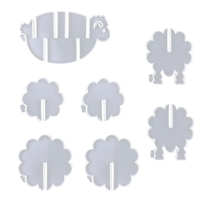 Animal Sheep Coaster with Storage Rack UV Resin Silicone Mold DIY Crafts