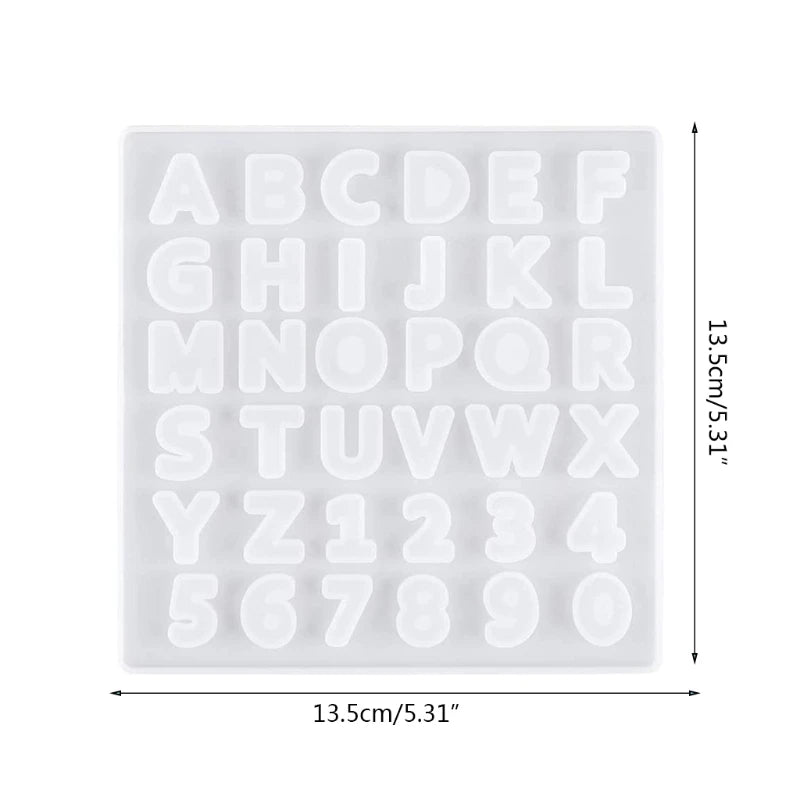 Crystal Epoxy Resin Mold Alphabet Number Keychain Pendant Silicone Mould
