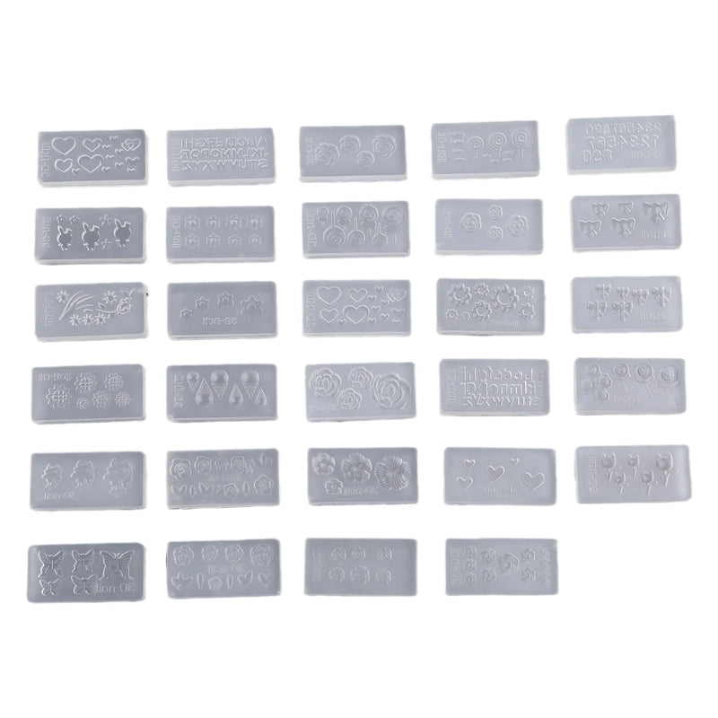 30 Styles DIY 3D Acrylic Nail Art Tool Silicone Carved Mold Kit
