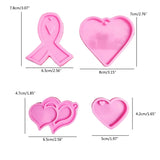 4pcs Love Heart Silicone Mold Epoxy Resin Mould for DIY Jewelry Keychain