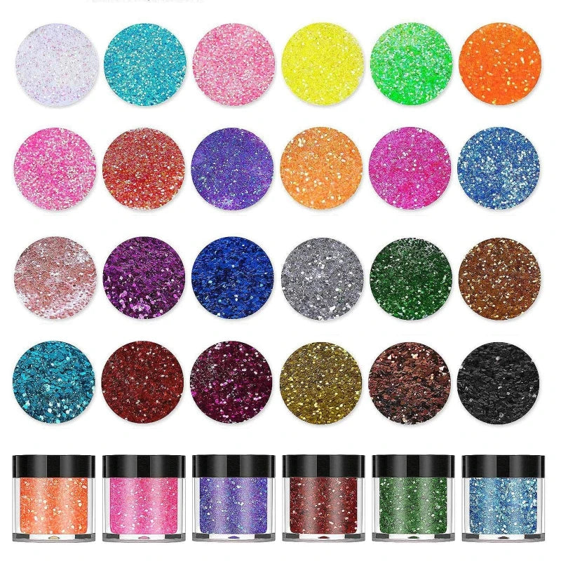 69HB Glitter Powder 24 Colours Crafts DIY Decoration Glitter
