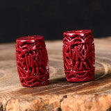 6A Natural Cinnabar Zinnober Lucky Fortune Barrel Quartz Crystal Bead