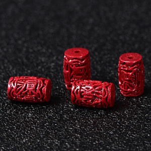 6A Natural Cinnabar Zinnober Lucky Fortune Barrel Quartz Crystal Bead