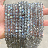 6A Natural Stone Gray Moonstone Light Labradorite Gemstone Bead