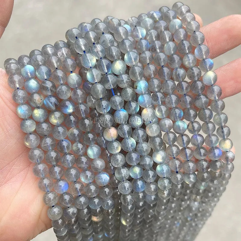 6A Natural Stone Gray Moonstone Light Labradorite Gemstone Bead