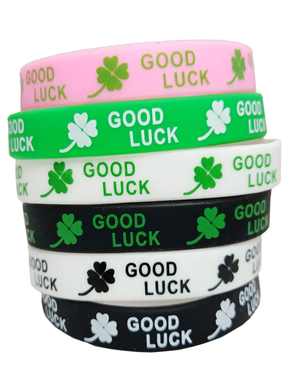 202mm Clover Good Luck Silicone Wristband Green Bracelet