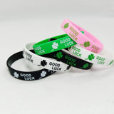 202mm Clover Good Luck Silicone Wristband Green Bracelet