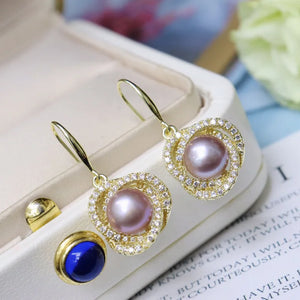 6-7mm Freshwater Pearl 925 Silver Earrings with Zircon, Versatile Design