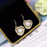 6-7mm Freshwater Pearl 925 Silver Earrings with Zircon, Versatile Design