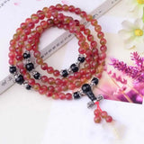 6MM 108 Tourmaline Cuff Bracelet Lucky Blessing Taseel Chain Yoga