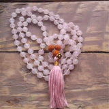 6MM 108 Rose Quartz Natural Necklace Buddhist Prayer Beads Yoga Silver Reiki