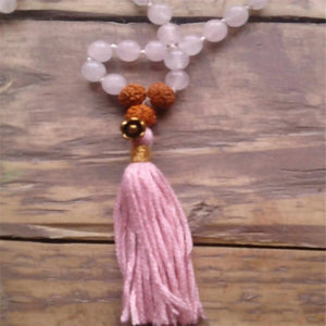 6MM 108 Rose Quartz Natural Necklace Buddhist Prayer Beads Yoga Silver Reiki