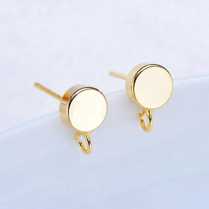 6MM Round Stud Earrings 14K Plated Brass High Jewelry Making Supplies