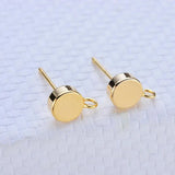 6MM Round Stud Earrings 14K Plated Brass High Jewelry Making Supplies