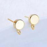 6MM Round Stud Earrings 14K Plated Brass High Jewelry Making Supplies