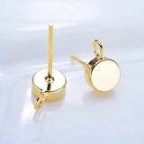 6MM Round Stud Earrings 14K Plated Brass High Jewelry Making Supplies