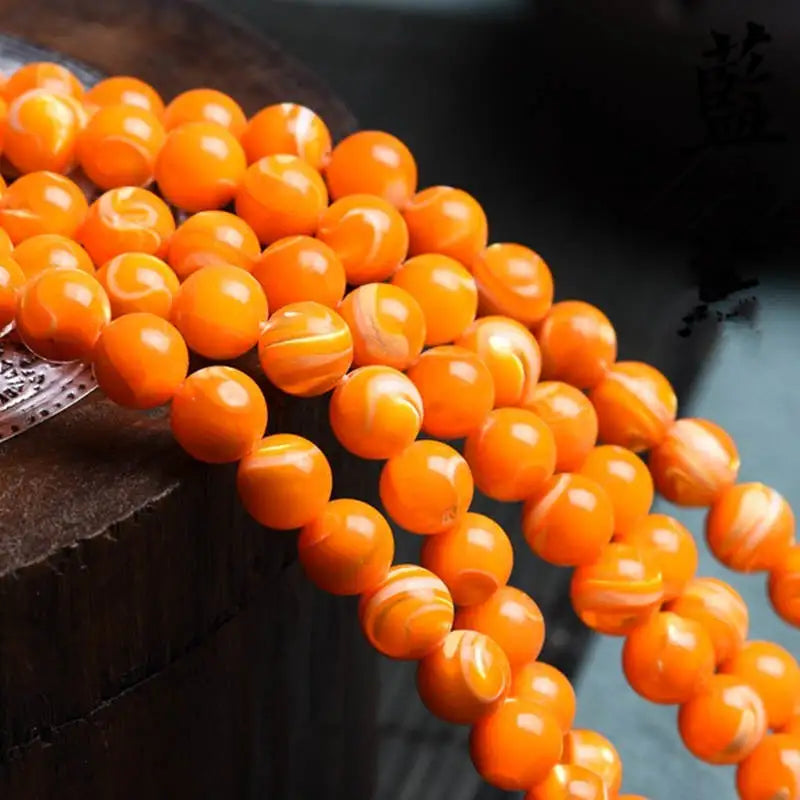 Natural Golden Silk Conch Shell Beads Strand