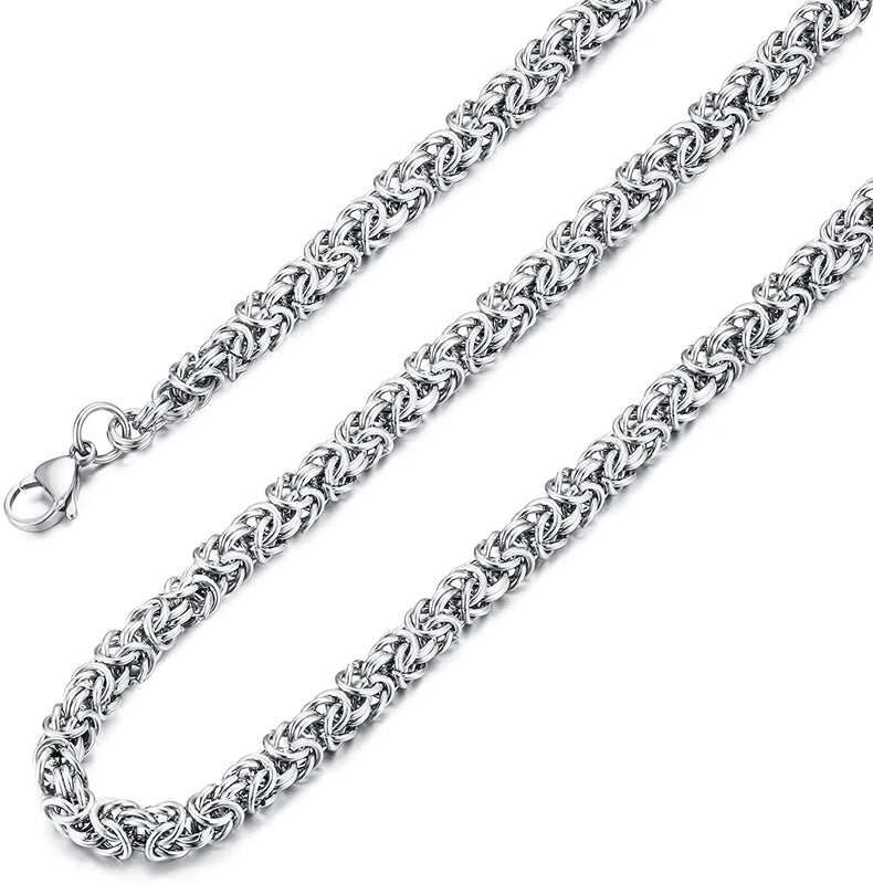 7MM Byzantine Stainless Steel Chain Necklace Men Women Hip Hop Jewelry