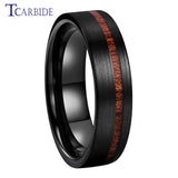 6MM 8MM Tungsten Wedding Band Offset Groove Real Wood Inlay