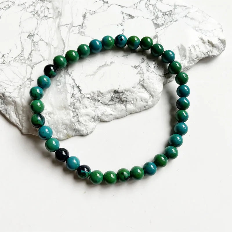 Green Brazil Chrysocolla Bracelet Vintage Bead Hand Row Gemstone