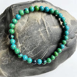 Green Brazil Chrysocolla Bracelet Vintage Bead Hand Row Gemstone