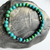 Green Brazil Chrysocolla Bracelet Vintage Bead Hand Row Gemstone
