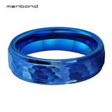 Tungsten Carbide Wedding Band Ring Stepped Edges Hammered Finish
