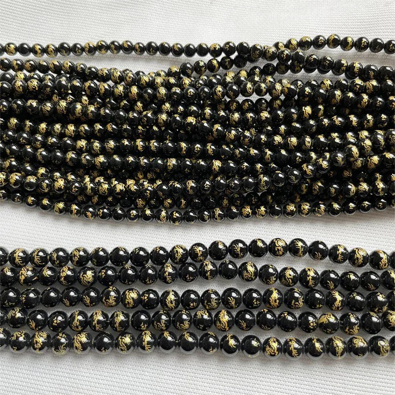 6MM 8MM Carved Loong Dragon Agate Stone Beads DIY Jewelry