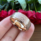 6MM 8MM Hammer Ring Tungsten Wedding Bands Multi-Faceted Finish