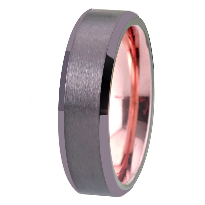 Gunmetal Wedding Band Engagement Ring Brushed Finished Comfort Fit