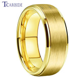 Tungsten Wedding Band Step Beveled Brushed Multicolor