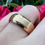 Tungsten Wedding Band Step Beveled Brushed Multicolor