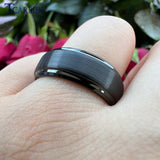Tungsten Wedding Band Step Beveled Brushed Multicolor