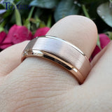 Tungsten Wedding Band Step Beveled Brushed Multicolor