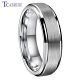Tungsten Wedding Band Step Beveled Brushed Multicolor