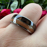 Tungsten Carbide Ring Double Wood Steel Inlay 8MM 6MM Comfort Fit