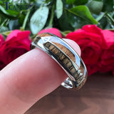 Tungsten Carbide Ring Double Wood Steel Inlay 8MM 6MM Comfort Fit