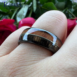 Tungsten Carbide Ring Double Wood Steel Inlay 8MM 6MM Comfort Fit