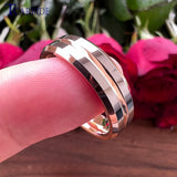 6MM 8MM Tungsten Wedding Band Yellow Center Groove Polished Finish