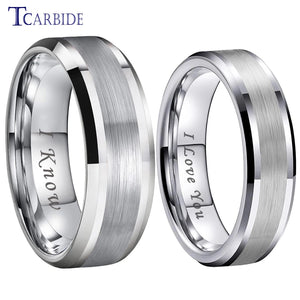 6MM 8MM Tungsten Pair Ring Wedding Band Polished Brushed Engraved Love Gift