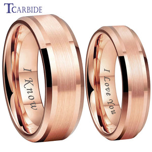 6MM 8MM Tungsten Pair Ring Wedding Band Polished Brushed Engraved Love Gift