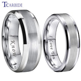 6MM 8MM Tungsten Pair Ring Wedding Band Polished Brushed Engraved Love Gift