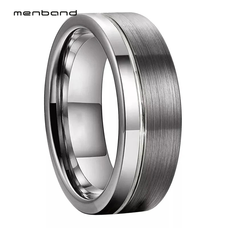 Tungsten Carbide Wedding Band Polished Brushed Finish