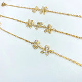 Personalized A-Z Initial Bracelet Zircon Nameplate Jewelry Gift