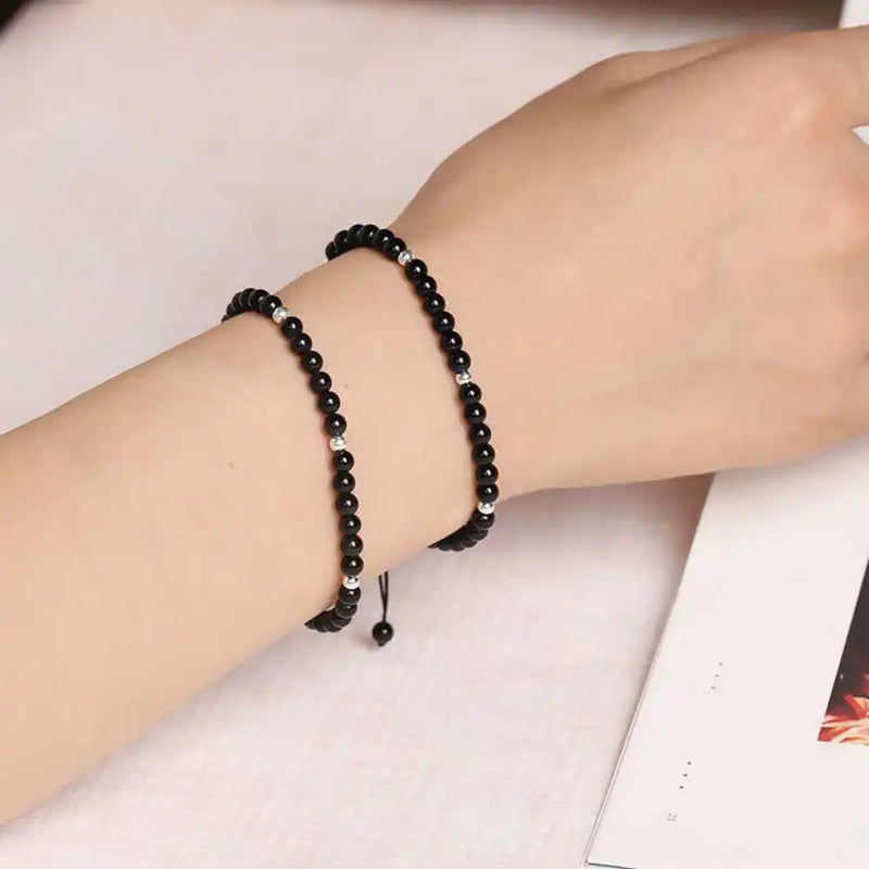 6MM Natural Agate Beads Compile Bracelet with Tassel