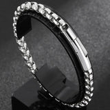 6MM Chain Men's Bracelet Stainless Steel Boys Bracelets Engraveable