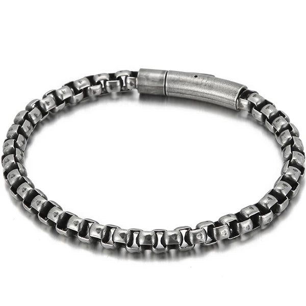 6MM Chain Men's Bracelet Stainless Steel Boys Bracelets Engraveable